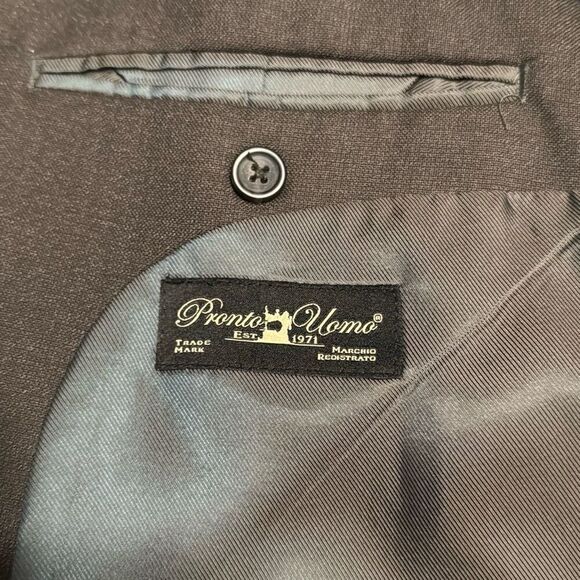 Pronto Uomo Wool Blend Grey 2 Button Blazer Men’s 44 Regular - Picture 6 of 7